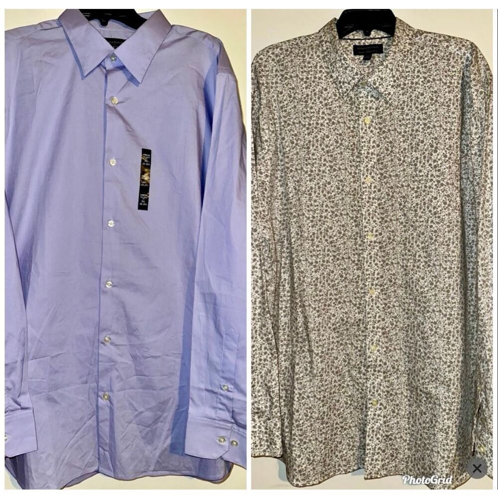 Banana Republic Shirt 18 18.5 XXL grey blue in color grey paisley Tailored Fit C